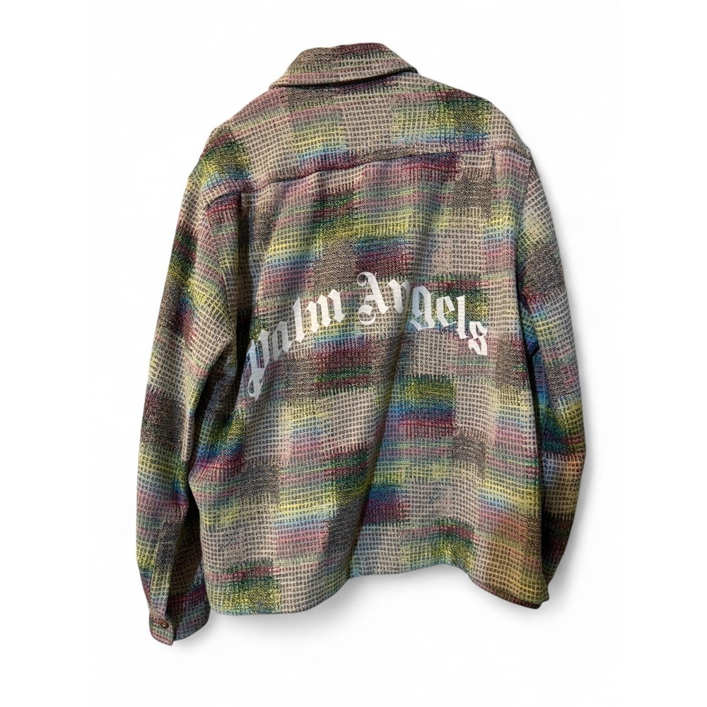 Palm Angels Jacquard Curved Logo Overshirt Size: 48 Multicolor PMES007S23FAB001